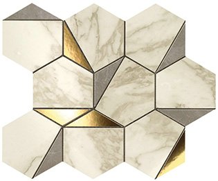 Плитка 9EHG Marvel Gold Hex Gris-Calacatta (25,1x29) - Atlas Concorde