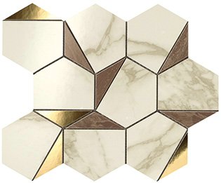 Плитка 9EHB Marvel Gold Hex Brown-Calacatta (25,1x29) - Atlas Concorde